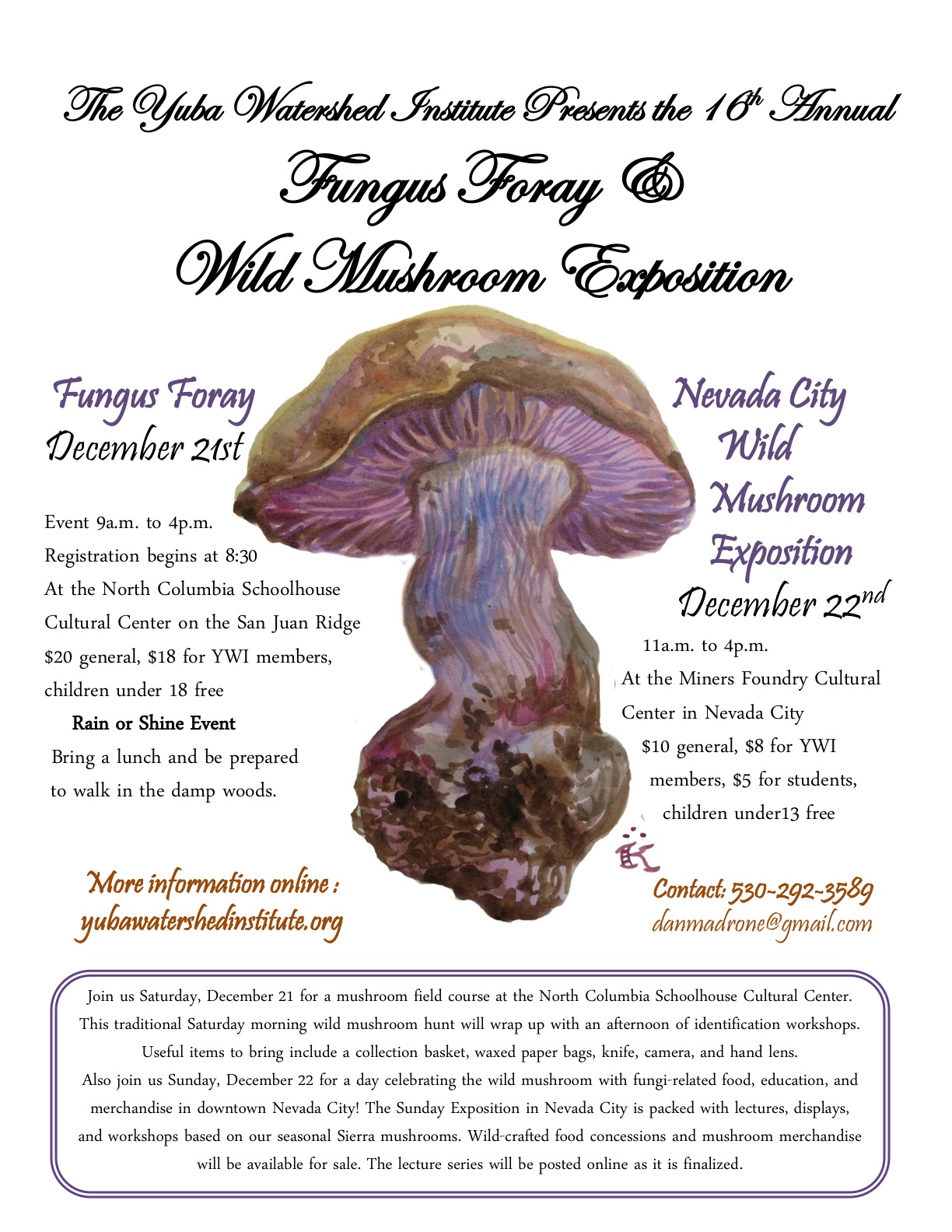 Fungus Foray presented by YWI | Saturday, December 21, 2014